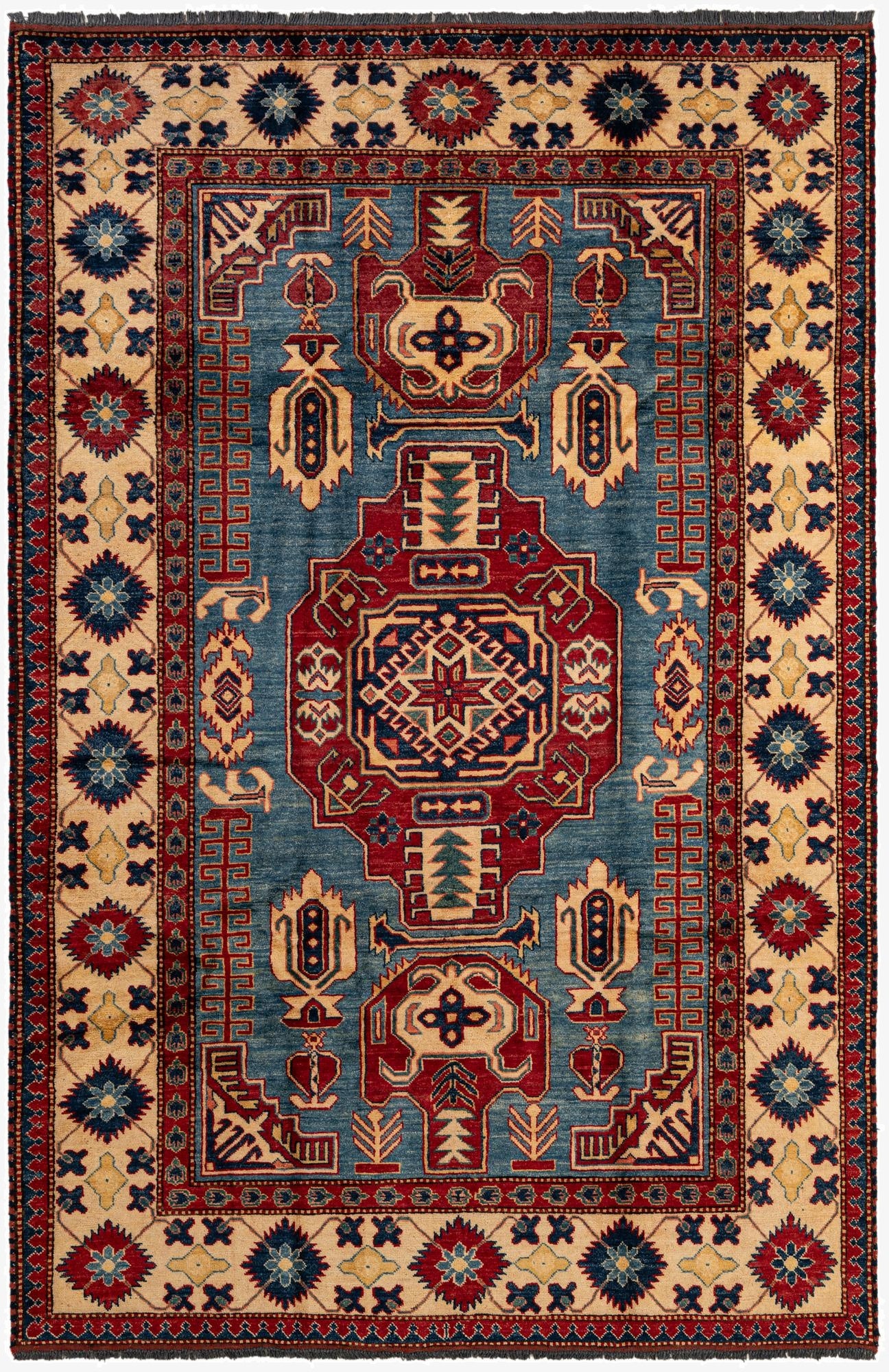  5' 11 x 8' 10  Hand Knotted Kazak Wool Rug