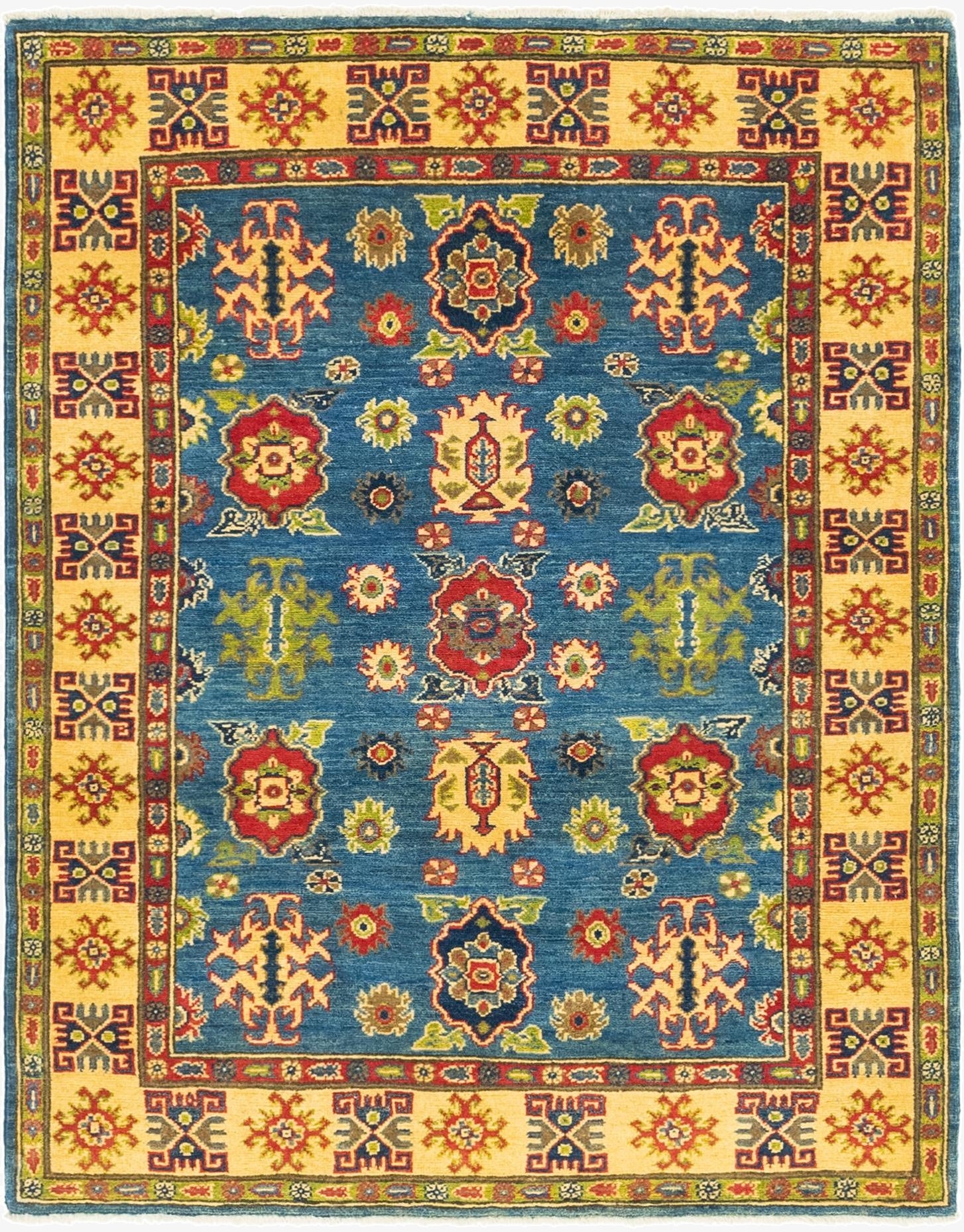  4' 3 x 5' 5  Hand Knotted Kazak Rug