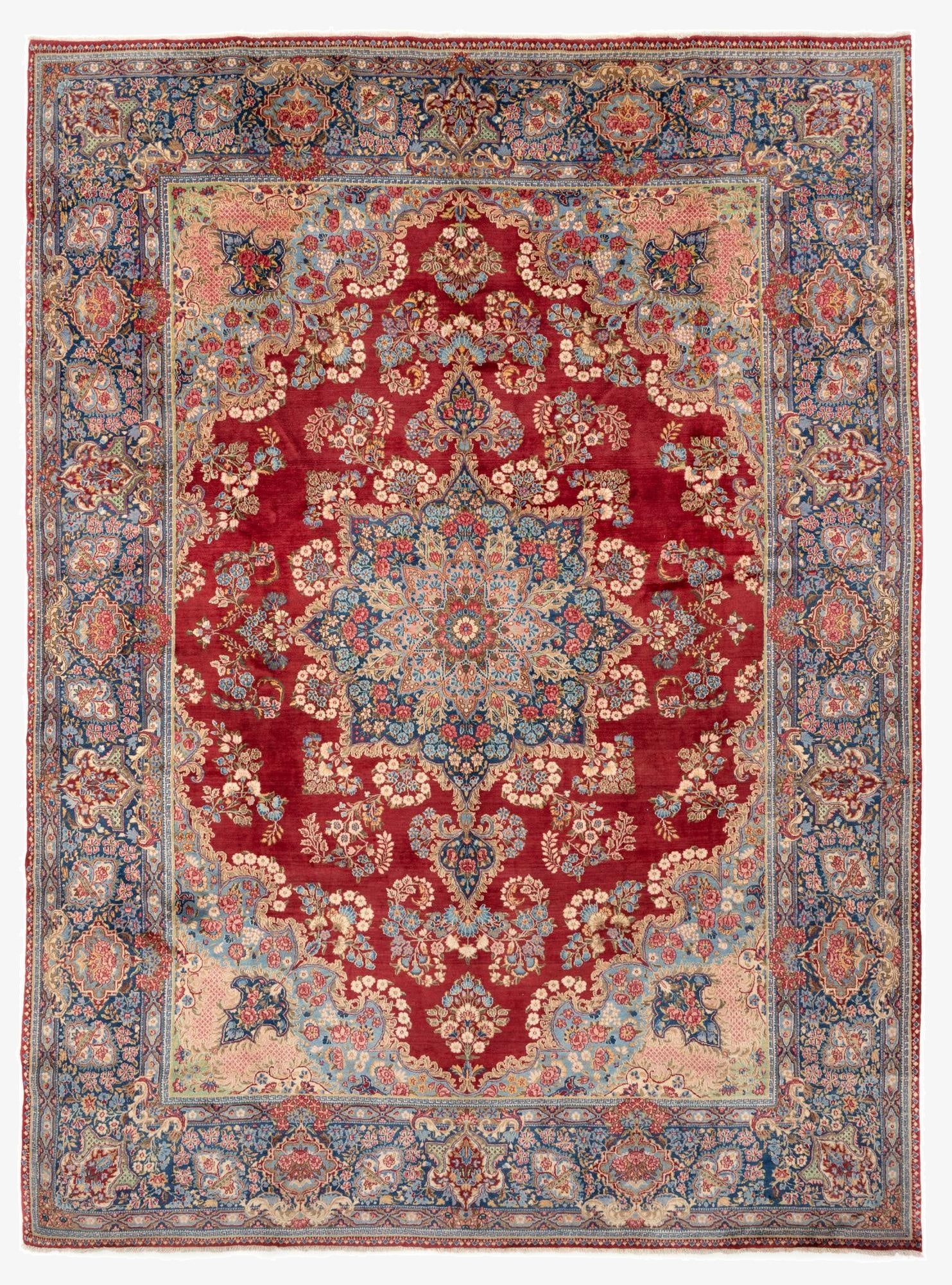  9' x 12' 2  Hand Knotted Kerman Persian Wool Rug
