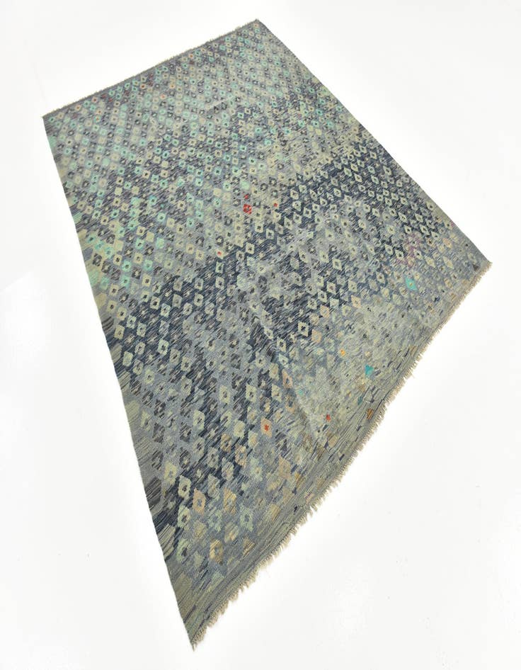 Detail image of  6' 8 x 8' 3  Hand Woven Kilim Maymana Wool Rug