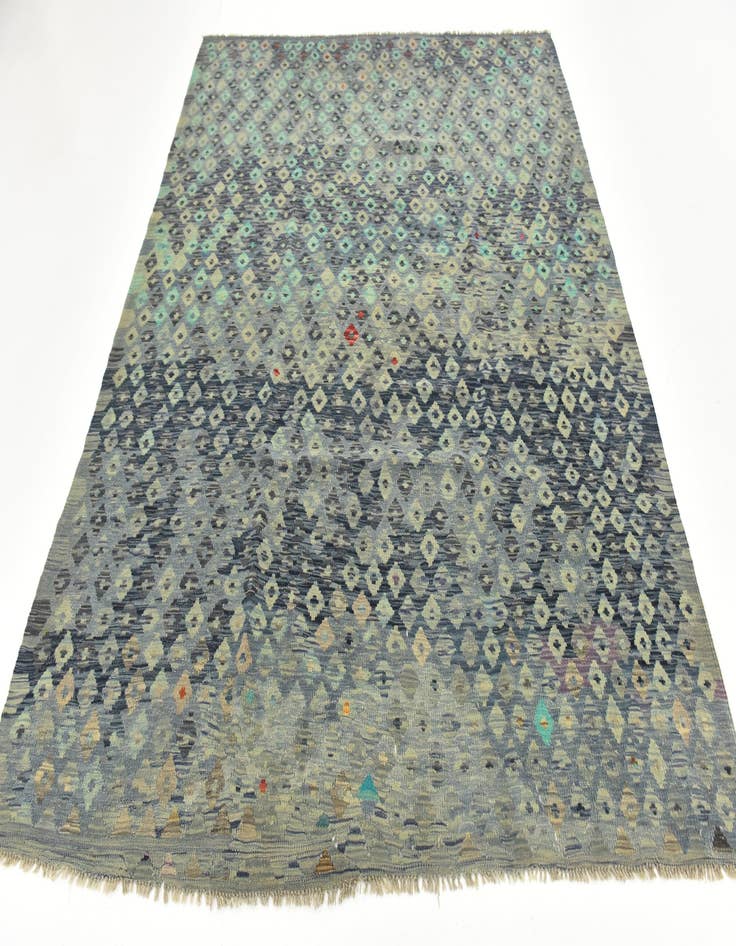 Detail image of  6' 8 x 8' 3  Hand Woven Kilim Maymana Wool Rug