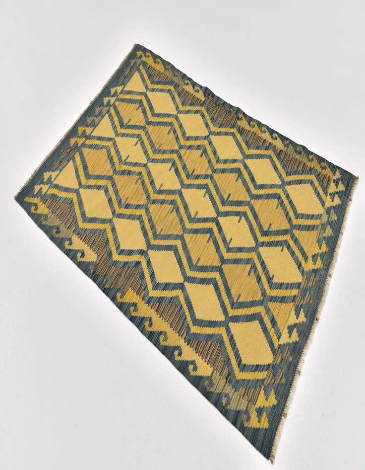 Detail image of  3' 4 x 4' 10  Hand Woven Kilim Modern Wool Rug