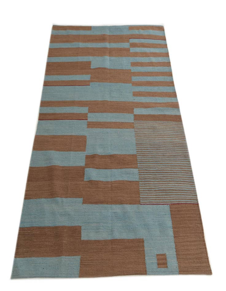 Detail image of  4' 3 x 6'  Hand Woven Kilim Modern Wool Rug
