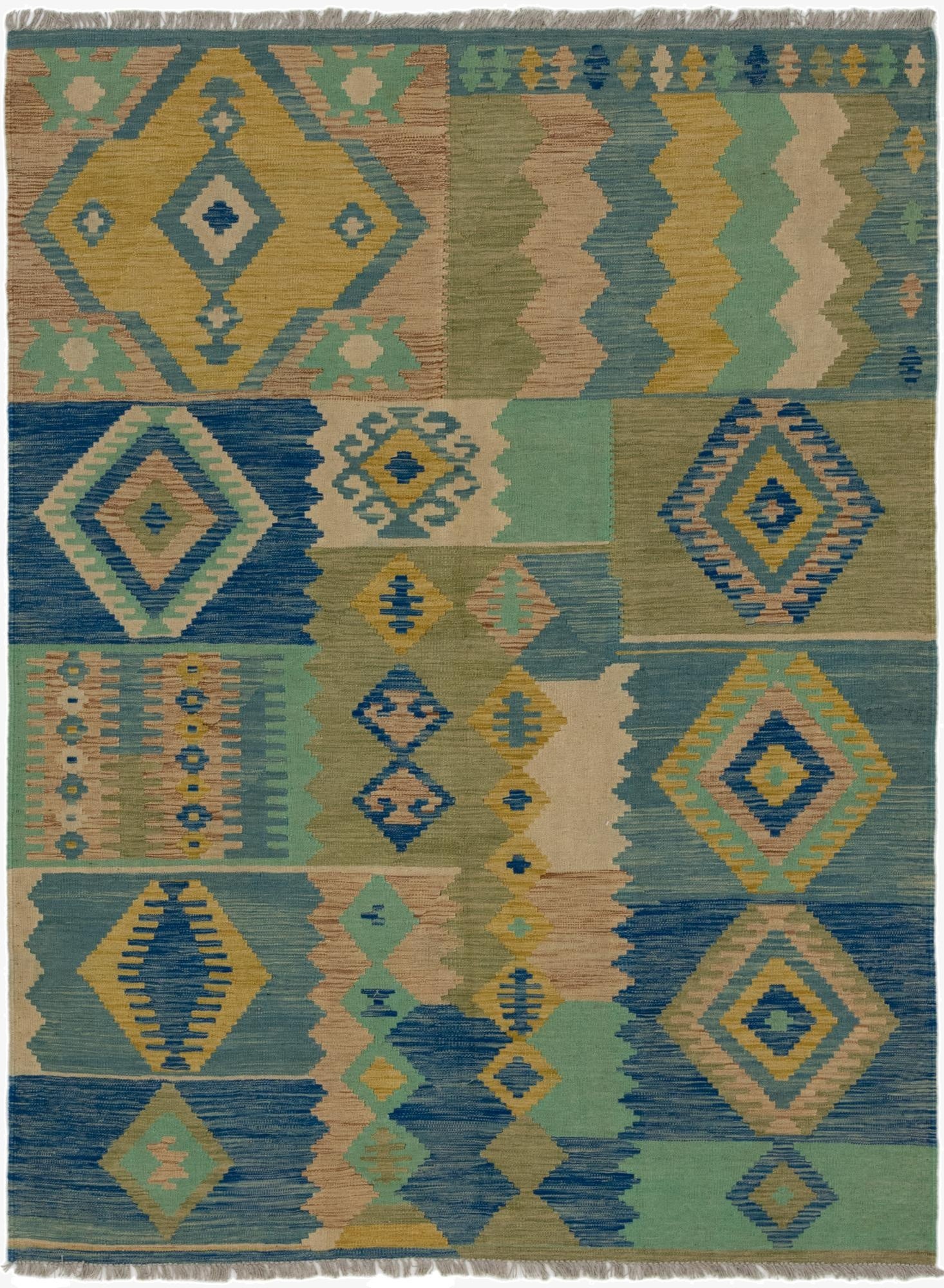  5' 9 x 8'  Hand Woven Kilim Modern Wool Rug