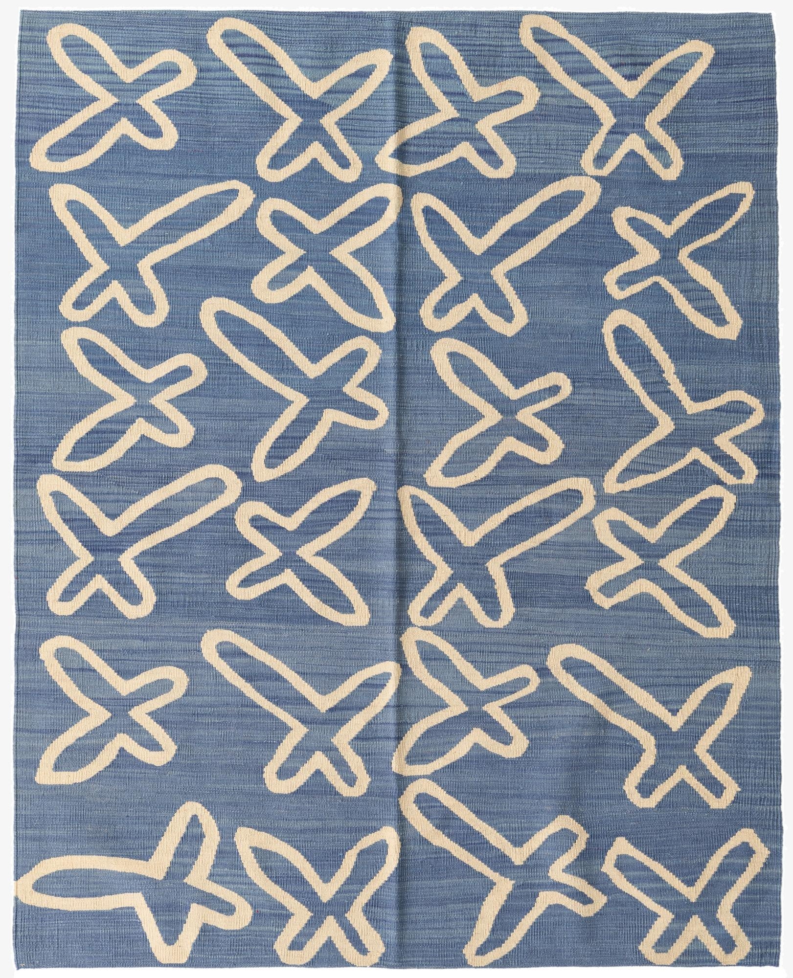  5' 3 x 6' 5  Hand Woven Kilim Modern Wool Rug