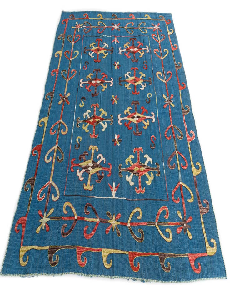 Detail image of  5' 9 x 7' 1  Hand Woven Kilim Suzani Wool Rug