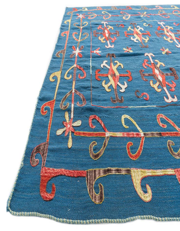 Detail image of  5' 9 x 7' 1  Hand Woven Kilim Suzani Wool Rug