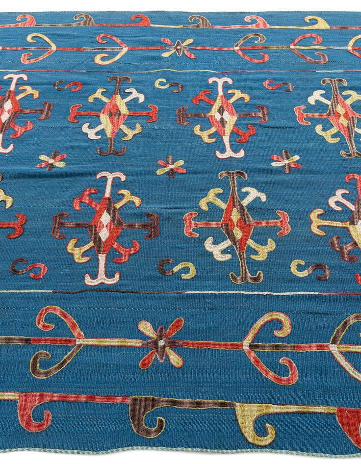 Detail image of  5' 9 x 7' 1  Hand Woven Kilim Suzani Wool Rug