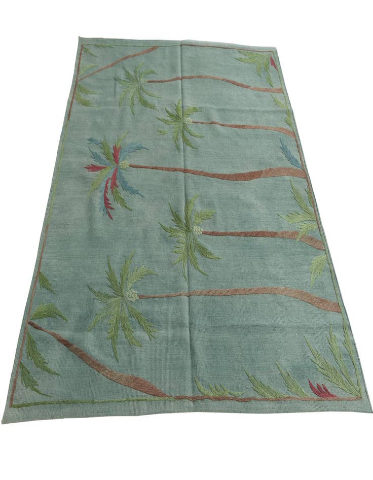 Detail image of  5' 2 x 6' 3  Hand Woven Kilim Suzani Wool Rug