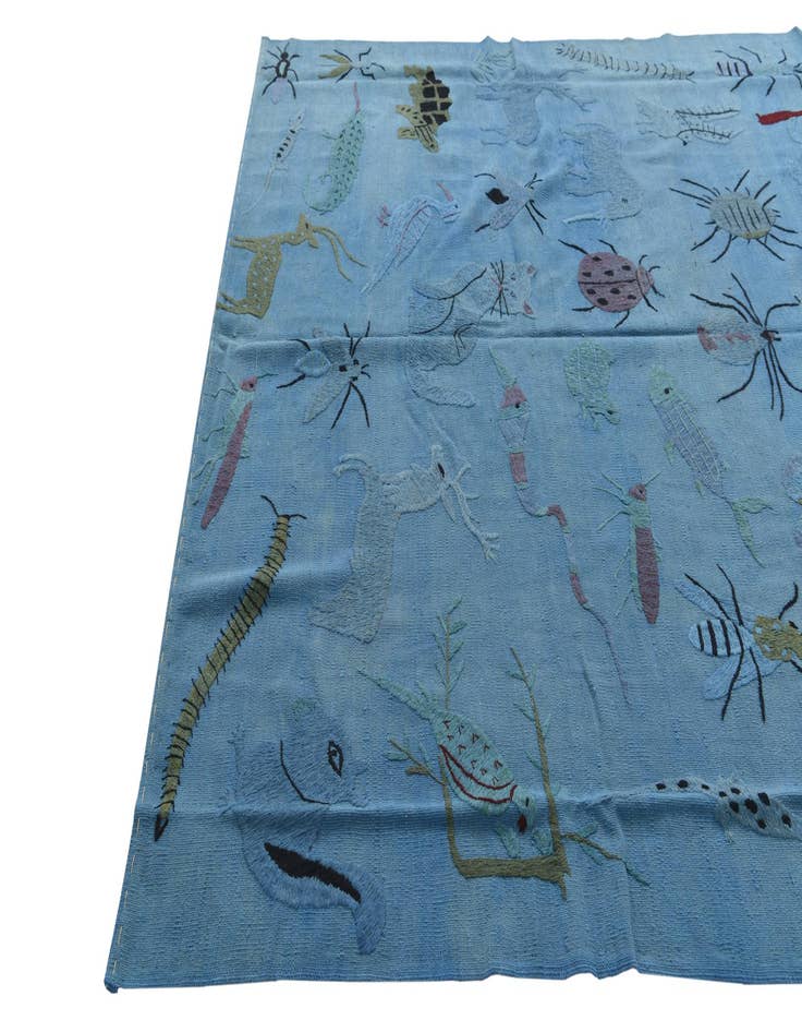 Detail image of  6' 9 x 9' 1  Hand Woven Kilim Suzani Wool Rug