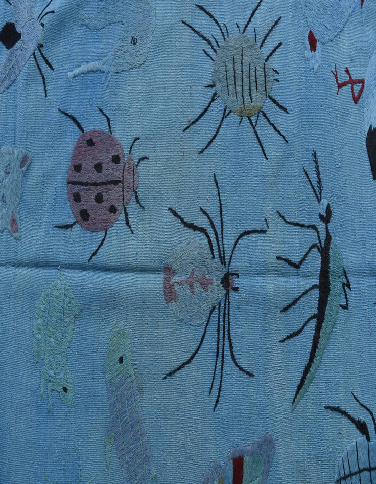 Detail image of  6' 9 x 9' 1  Hand Woven Kilim Suzani Wool Rug