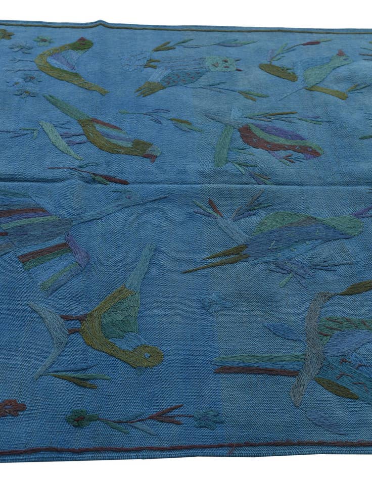 Detail image of  4' x 5' 6  Hand Woven Kilim Suzani Wool Rug