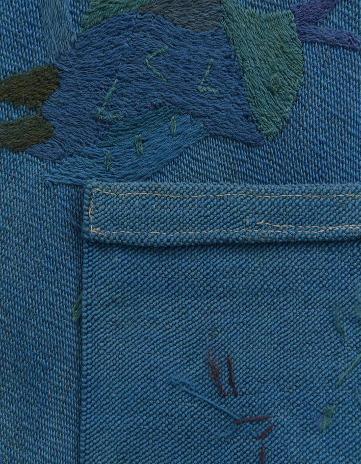 Detail image of  4' x 5' 6  Hand Woven Kilim Suzani Wool Rug