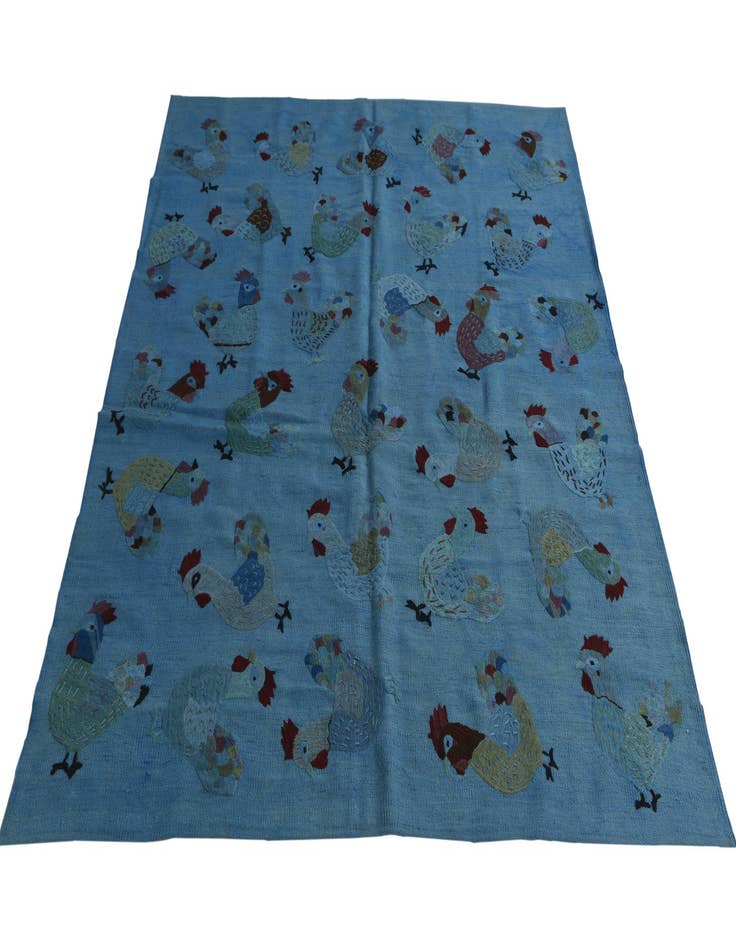 Detail image of  5' 3 x 6' 2  Hand Woven Kilim Suzani Wool Rug