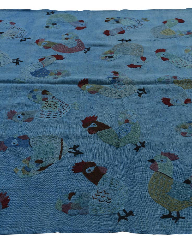 Detail image of  5' 3 x 6' 2  Hand Woven Kilim Suzani Wool Rug