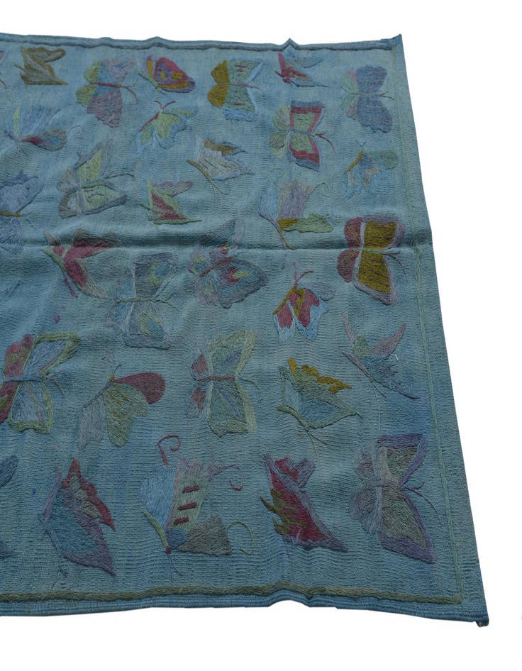 Detail image of  4' 3 x 5' 8  Hand Woven Kilim Suzani Wool Rug