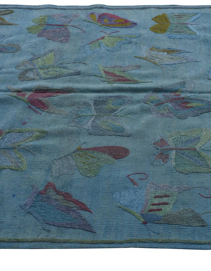 Detail image of  4' 3 x 5' 8  Hand Woven Kilim Suzani Wool Rug