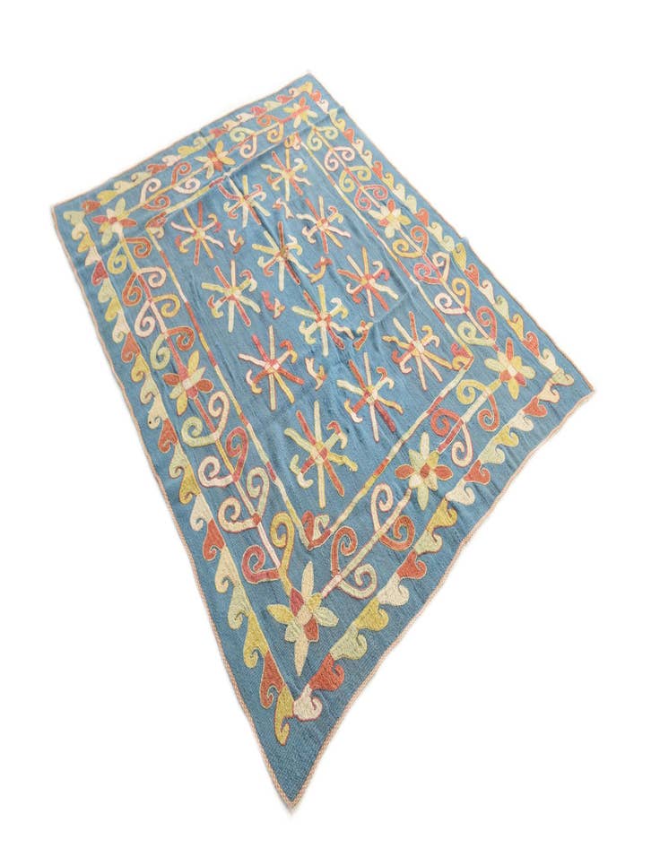 Detail image of  5' 6 x 7'  Hand Woven Kilim Suzani Wool Rug