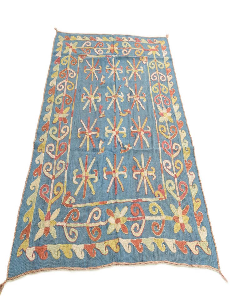 Detail image of  5' 6 x 7'  Hand Woven Kilim Suzani Wool Rug