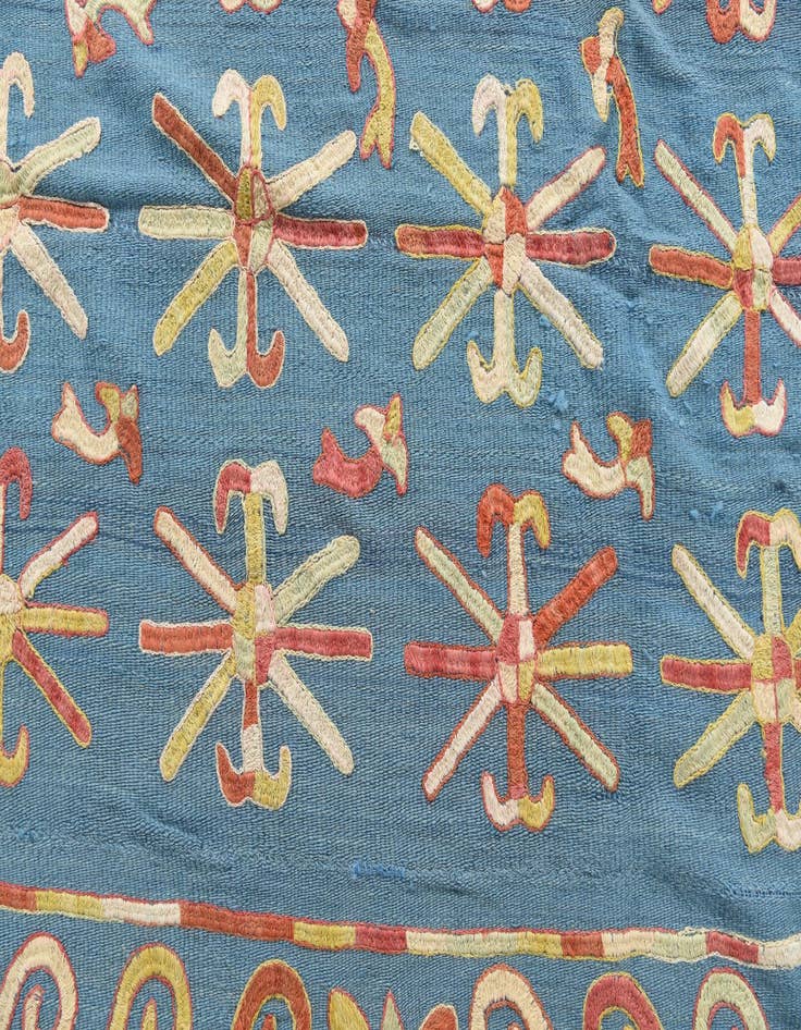 Detail image of  5' 6 x 7'  Hand Woven Kilim Suzani Wool Rug