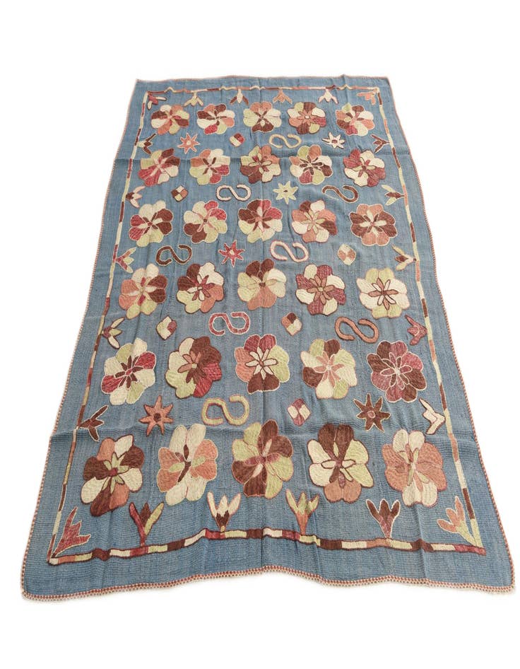 Detail image of  5' 8 x 7' 2  Hand Woven Kilim Suzani Wool Rug