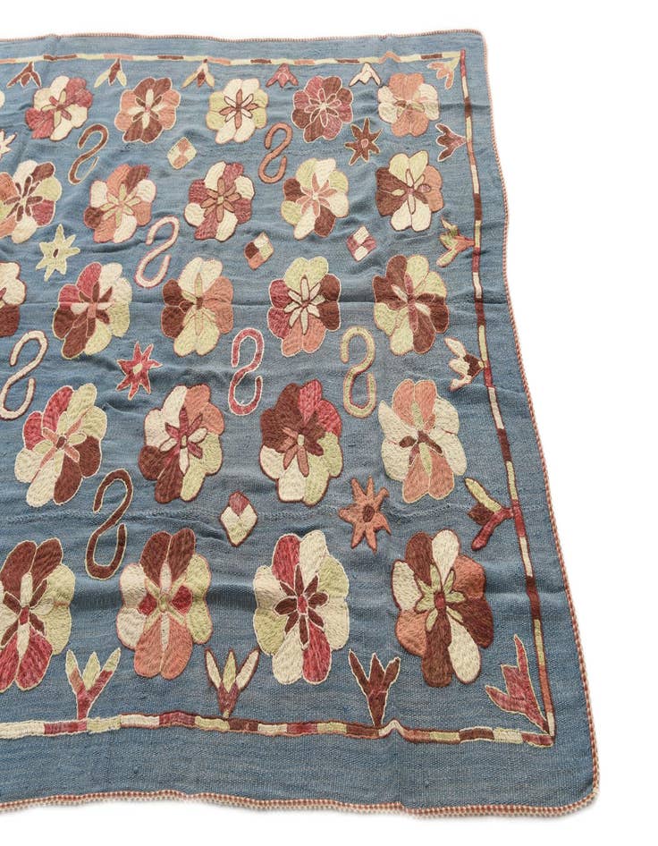 Detail image of  5' 8 x 7' 2  Hand Woven Kilim Suzani Wool Rug