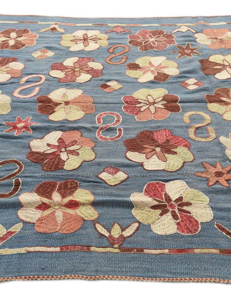 Detail image of  5' 8 x 7' 2  Hand Woven Kilim Suzani Wool Rug