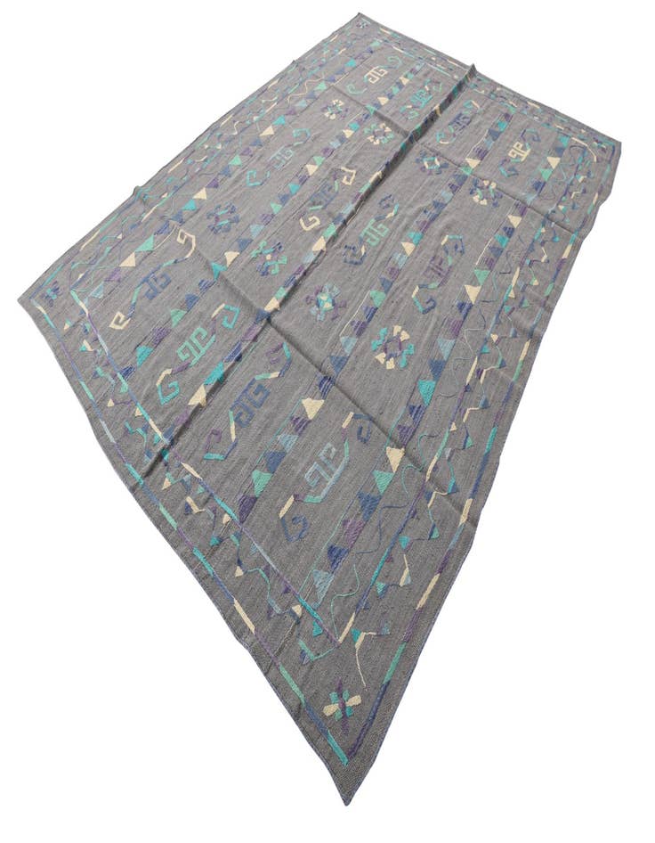 Detail image of  6' 5 x 8' 8  Hand Woven Kilim Suzani Wool Rug