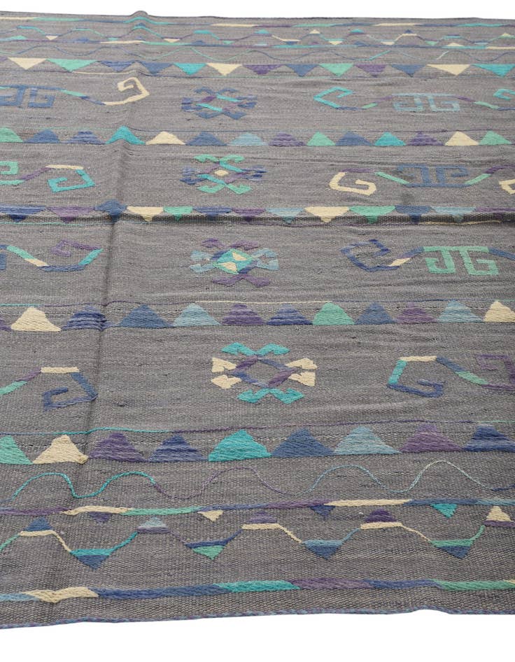 Detail image of  6' 5 x 8' 8  Hand Woven Kilim Suzani Wool Rug