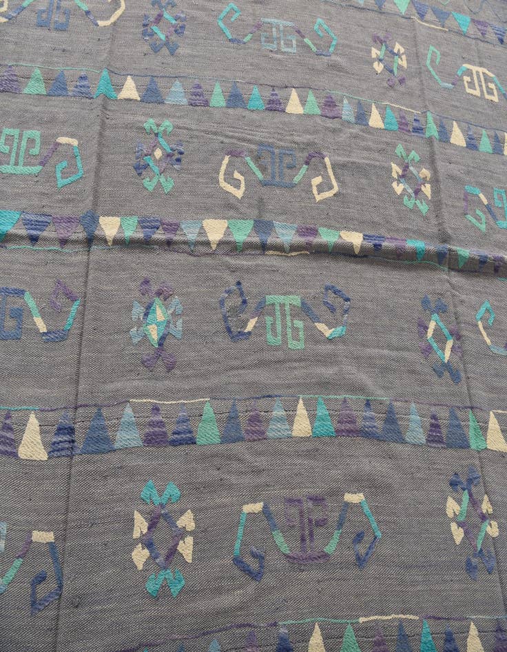 Detail image of  6' 5 x 8' 8  Hand Woven Kilim Suzani Wool Rug