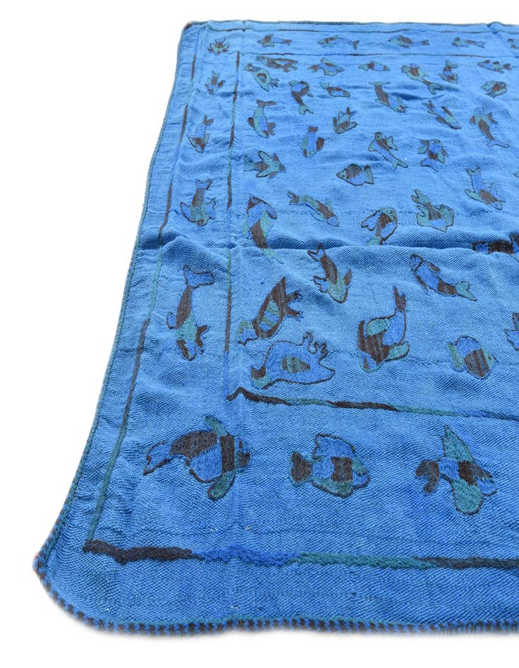 Detail image of  5' 9 x 7' 8  Hand Woven Kilim Suzani Wool Rug