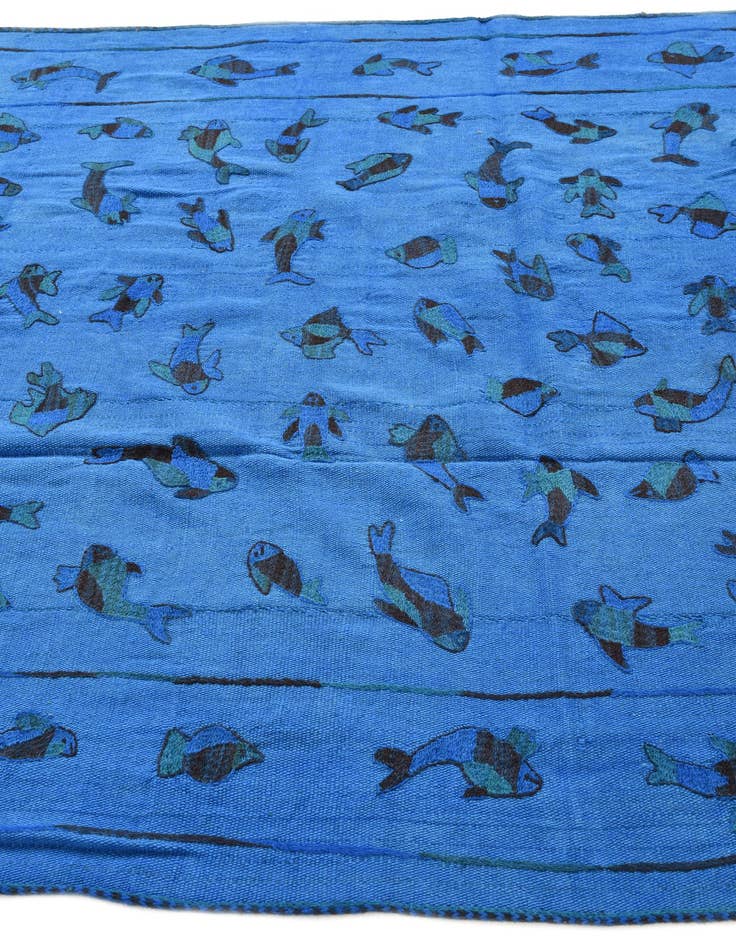 Detail image of  5' 9 x 7' 8  Hand Woven Kilim Suzani Wool Rug