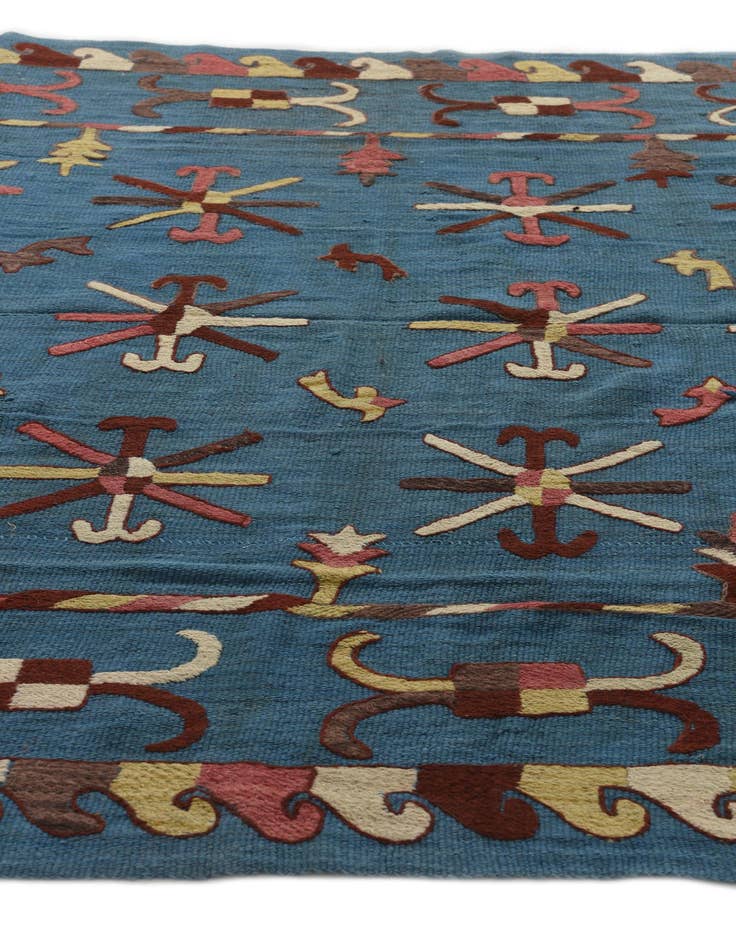 Detail image of  5' 9 x 7' 5  Hand Woven Kilim Suzani Wool Rug