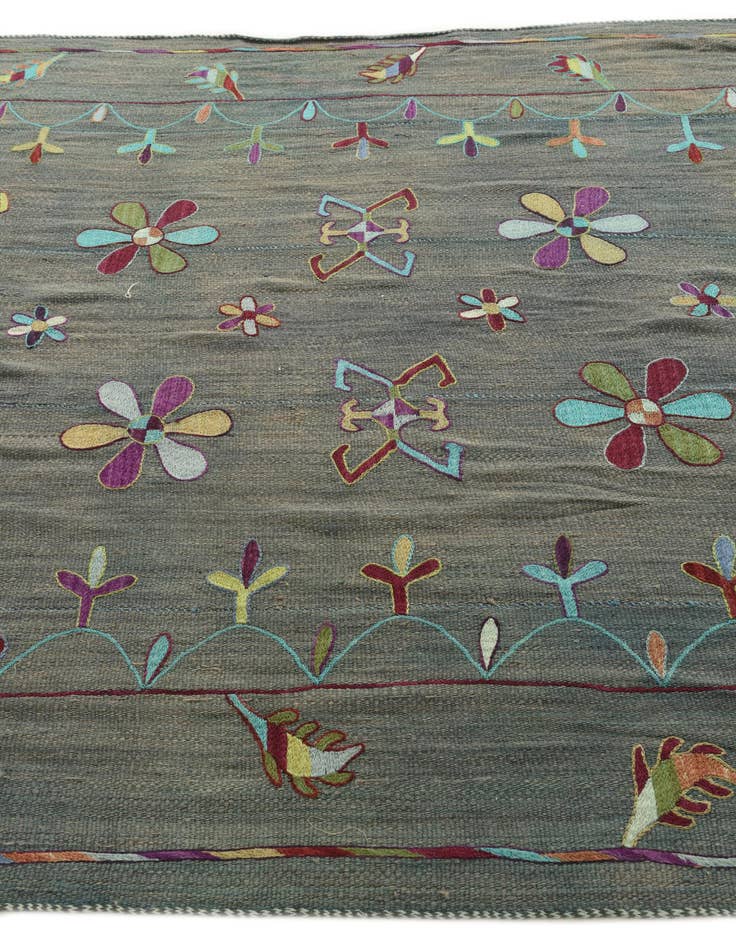 Detail image of  6' 3 x 8' 7  Hand Woven Kilim Suzani Wool Rug