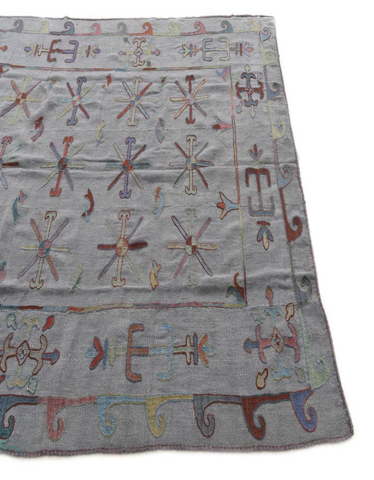 Detail image of  5' 10 x 7' 2  Hand Woven Kilim Suzani Wool Rug