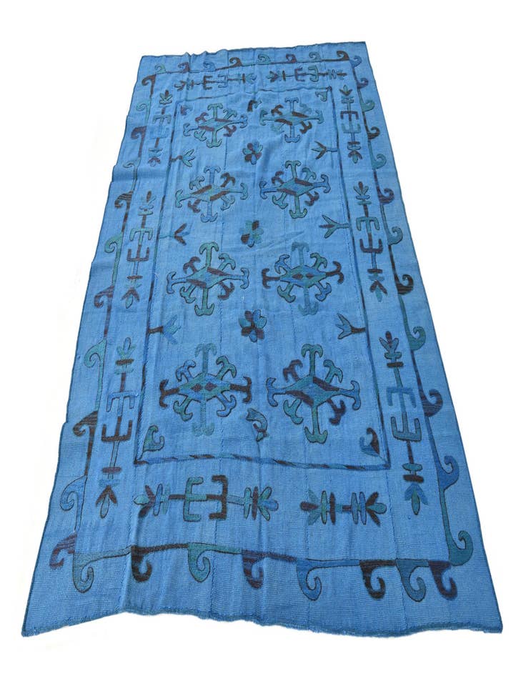 Detail image of  5' 7 x 7' 4  Hand Woven Kilim Suzani Wool Rug