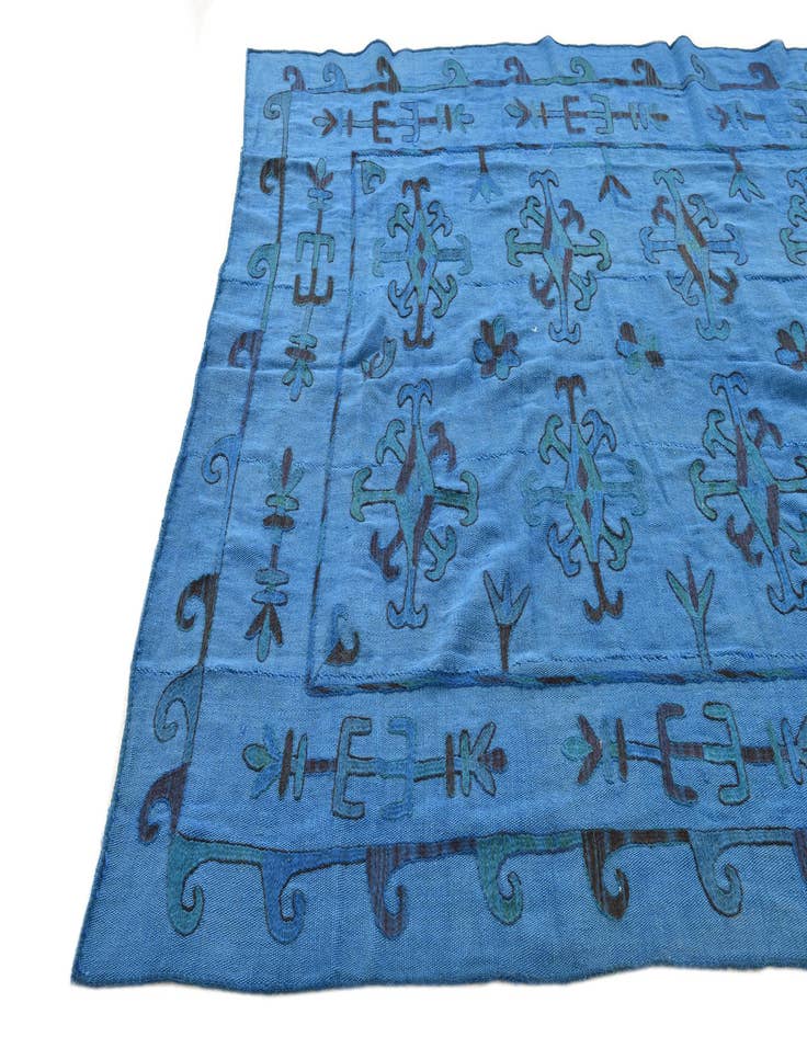 Detail image of  5' 7 x 7' 4  Hand Woven Kilim Suzani Wool Rug