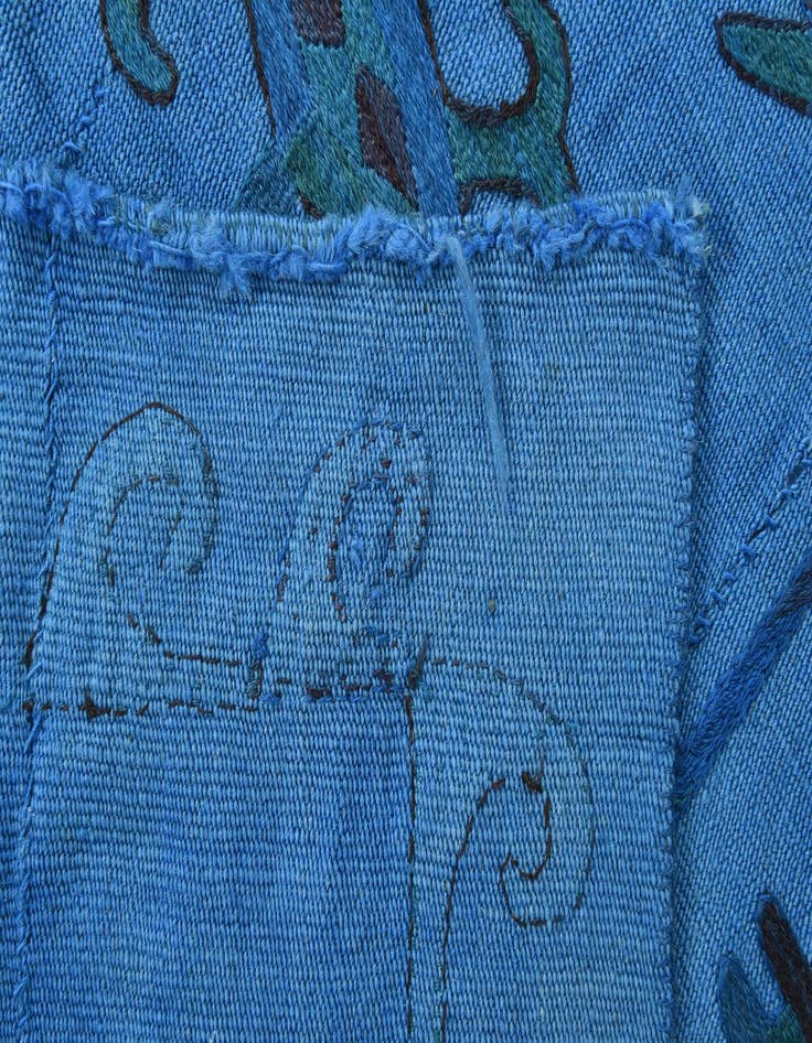 Detail image of  5' 7 x 7' 4  Hand Woven Kilim Suzani Wool Rug