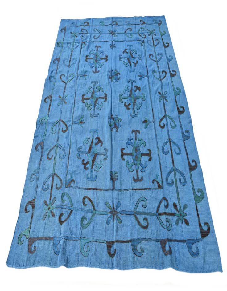 Detail image of  6' x 7' 3  Hand Woven Kilim Suzani Wool Rug