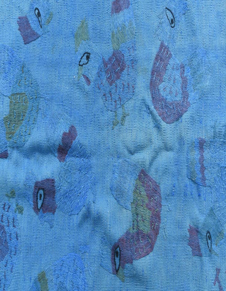 Detail image of  4' 10 x 5' 10  Hand Woven Kilim Suzani Wool Rug