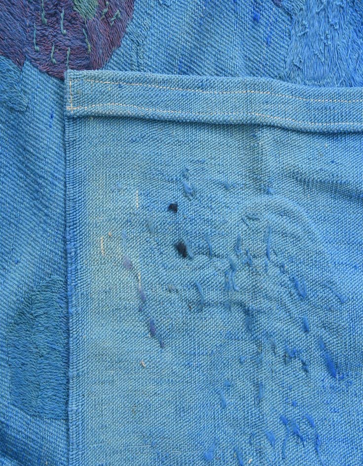 Detail image of  4' 10 x 5' 10  Hand Woven Kilim Suzani Wool Rug