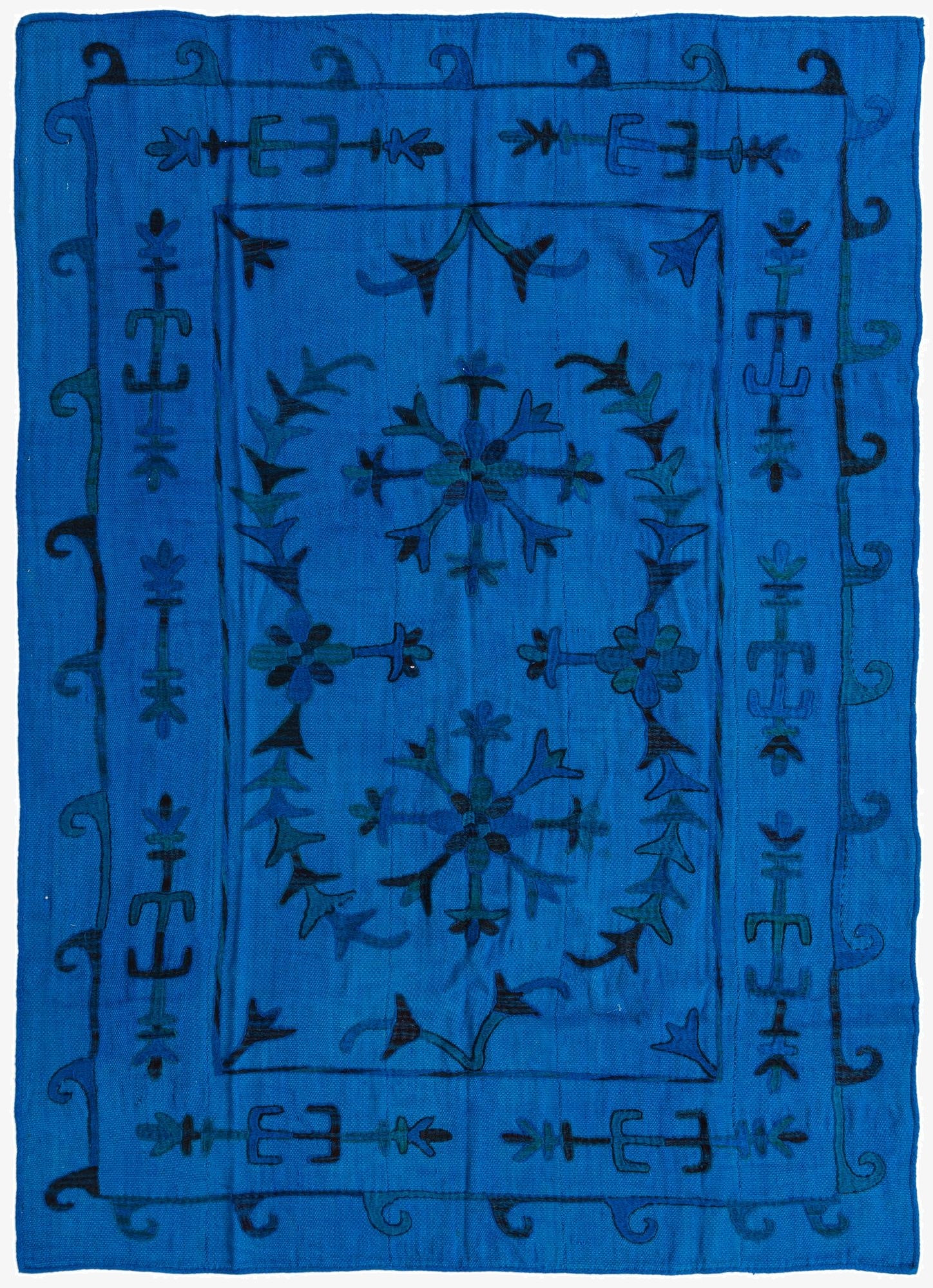  5' 4 x 7' 6  Hand Woven Kilim Suzani Wool Rug