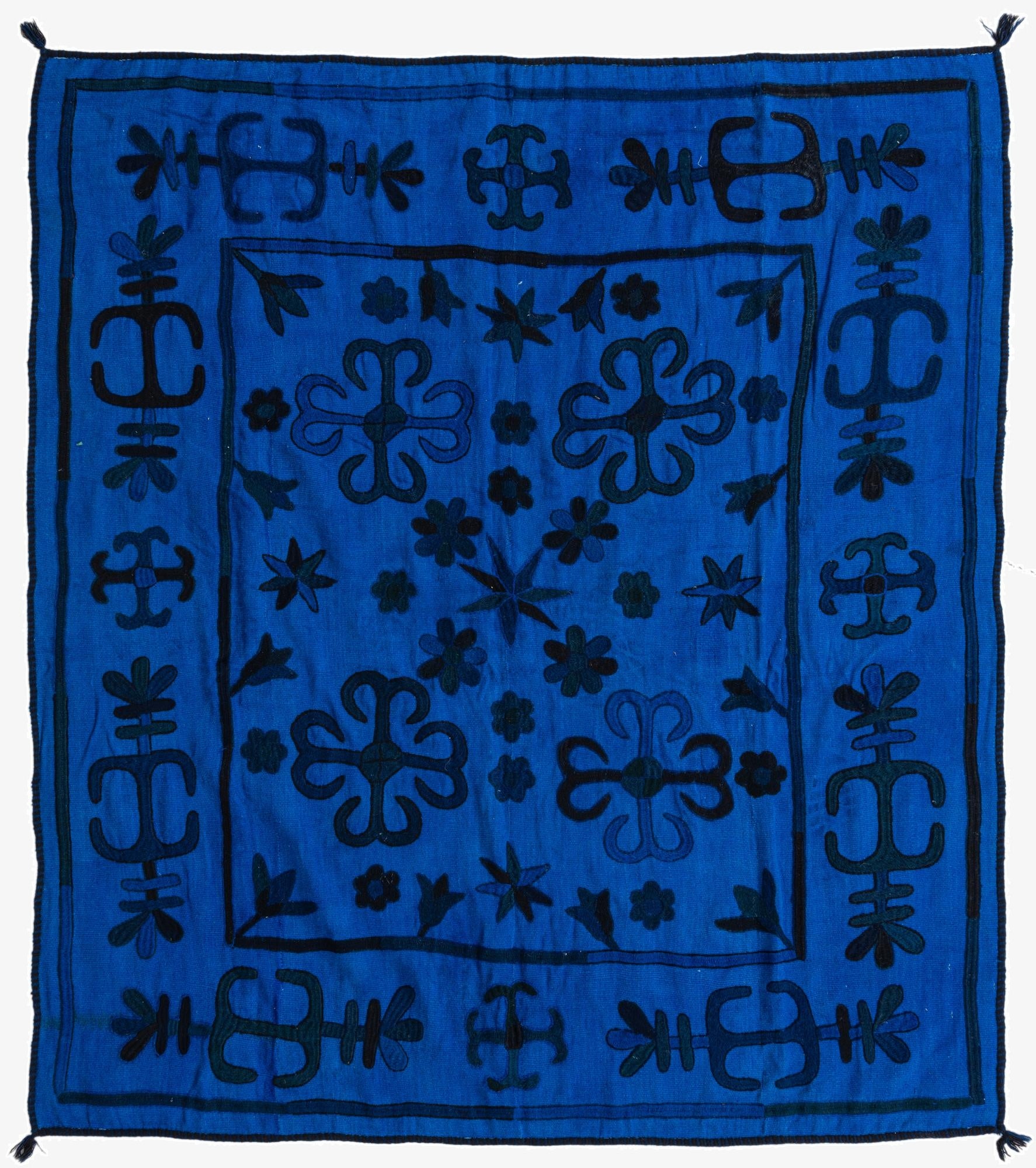  5' 7 x 6' 5  Hand Woven Kilim Suzani Wool Rug