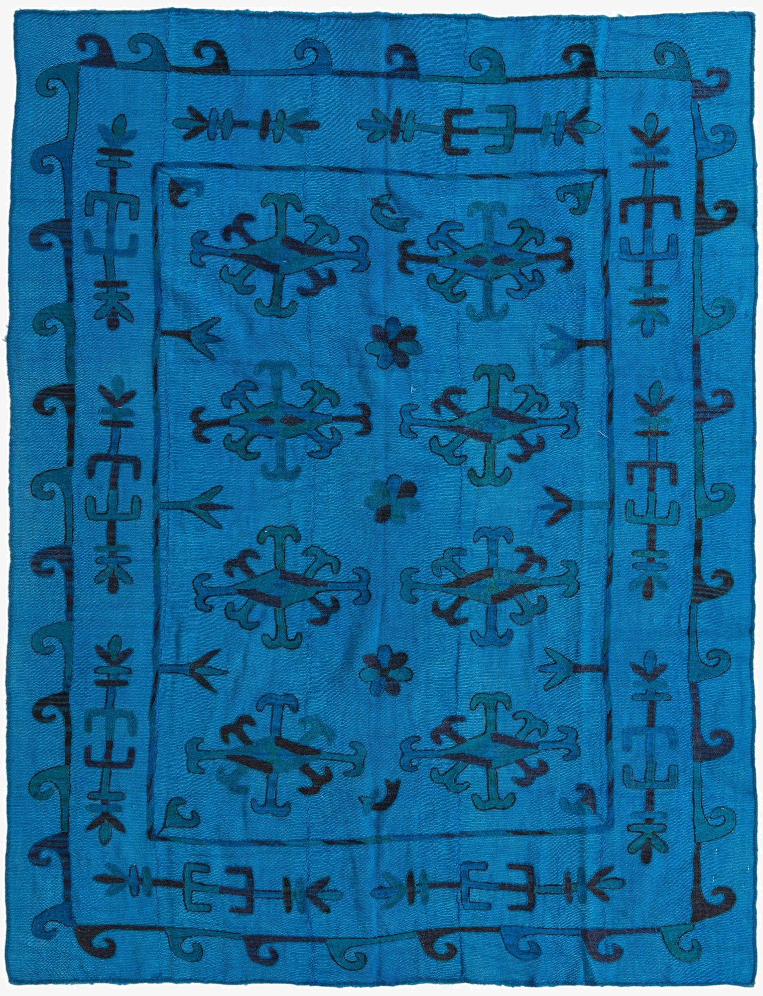  5' 7 x 7' 4  Hand Woven Kilim Suzani Wool Rug