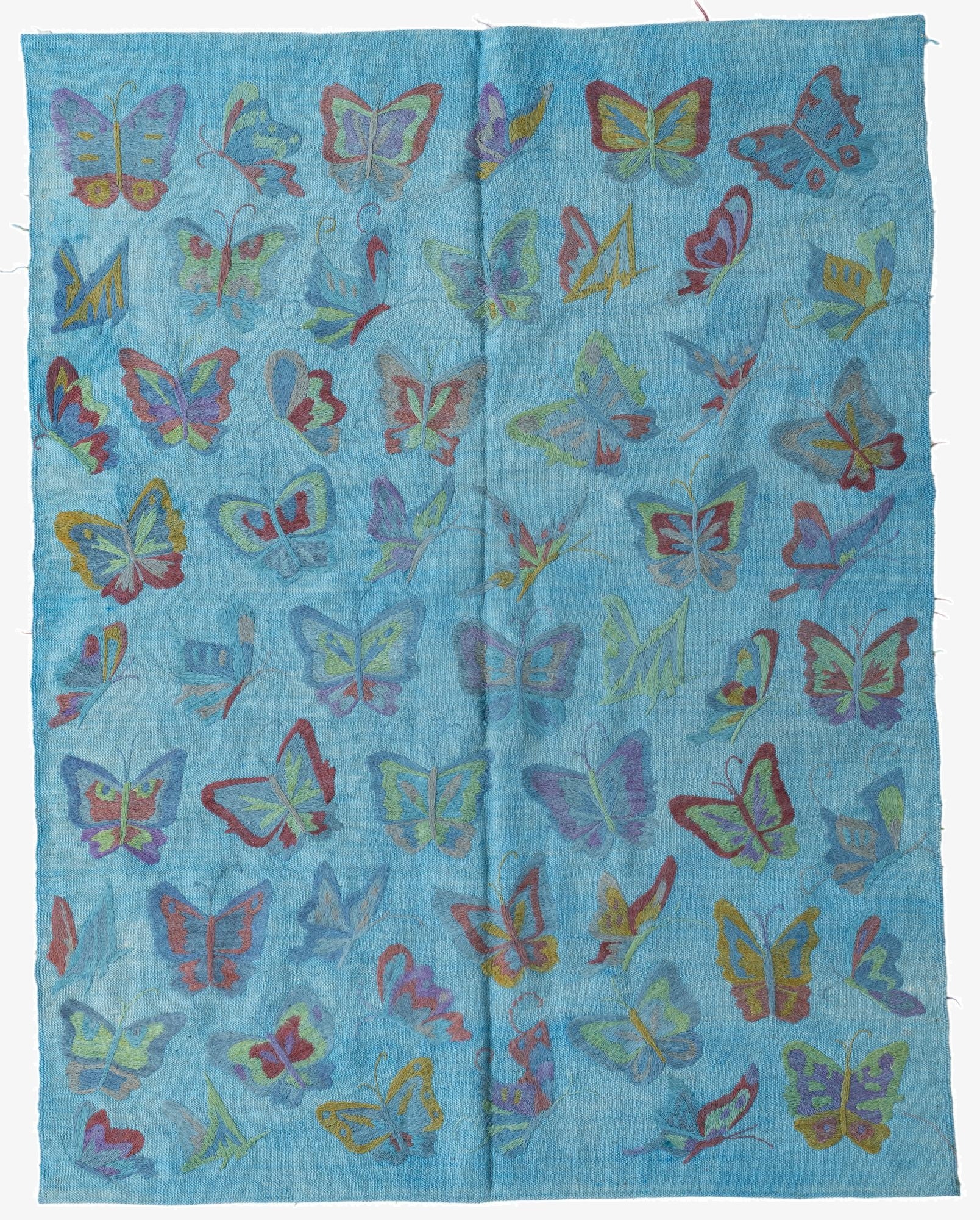  4' 9 x 6' 2  Hand Woven Kilim Suzani Wool Rug