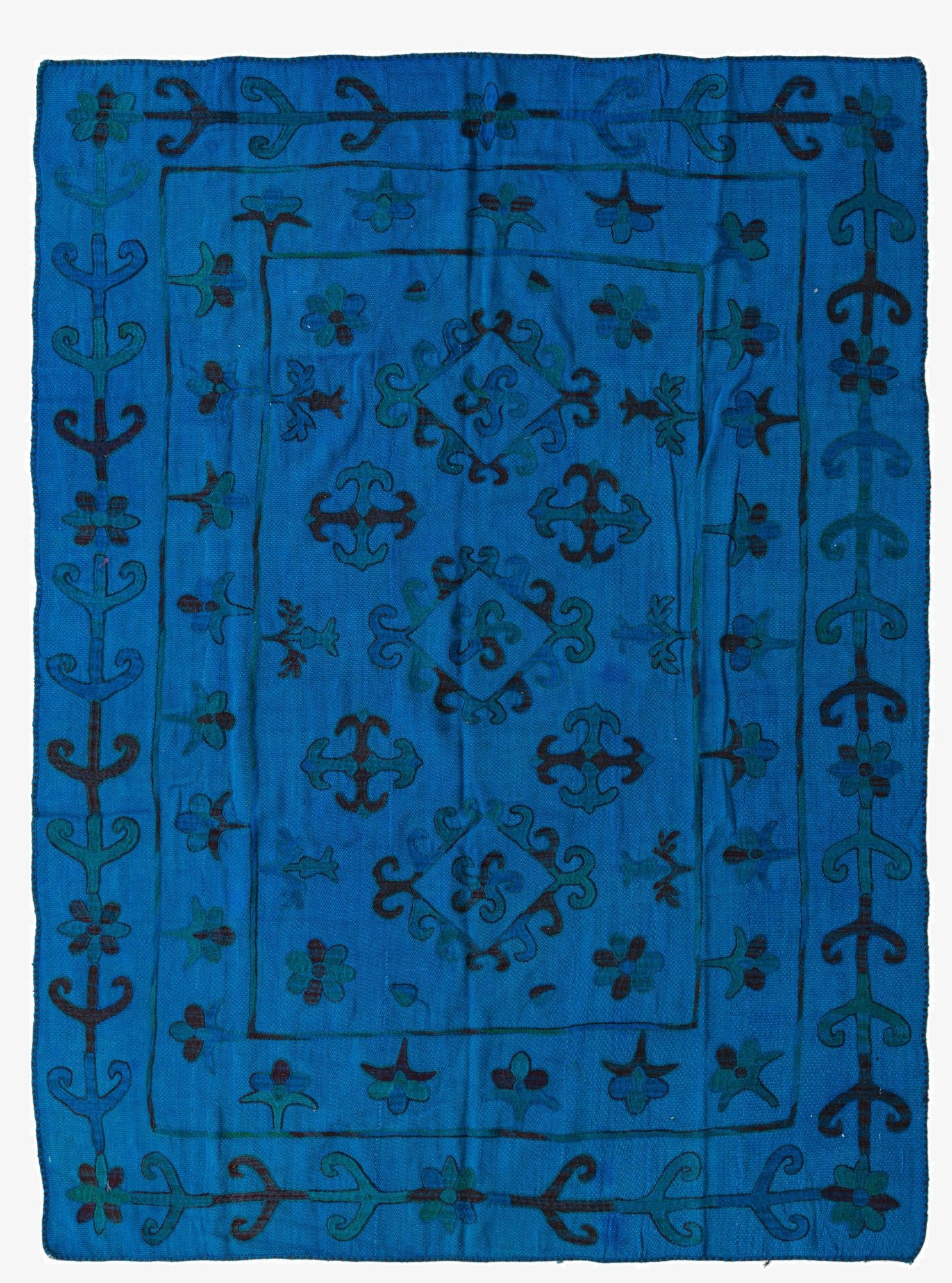  5' 9 x 7' 9  Hand Woven Kilim Suzani Wool Rug