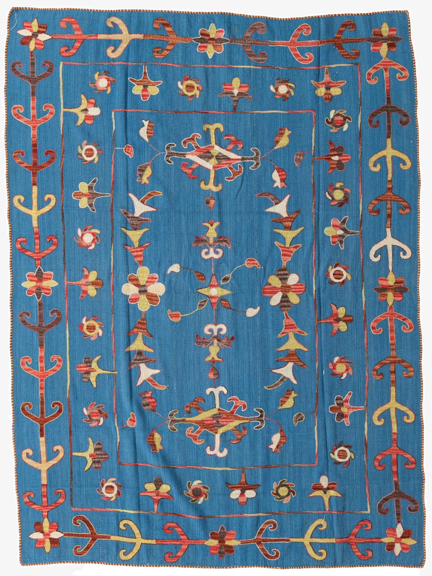 5' 10 x 7' 10  Hand Woven Kilim Suzani Wool Rug