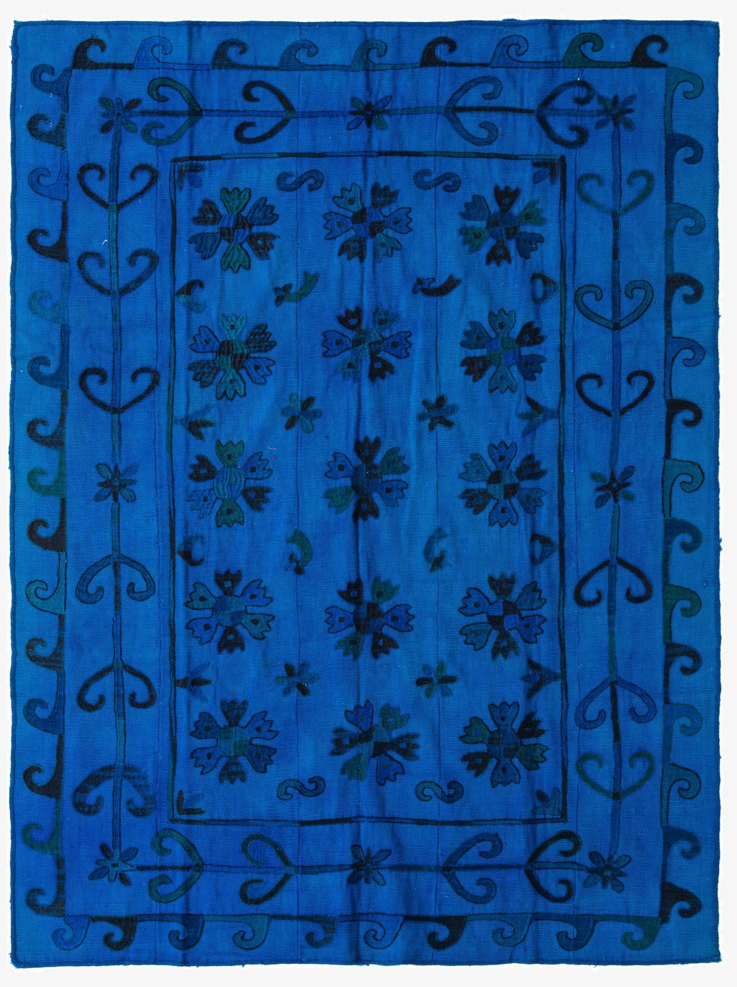  5' 8 x 7' 5  Hand Woven Kilim Suzani Wool Rug