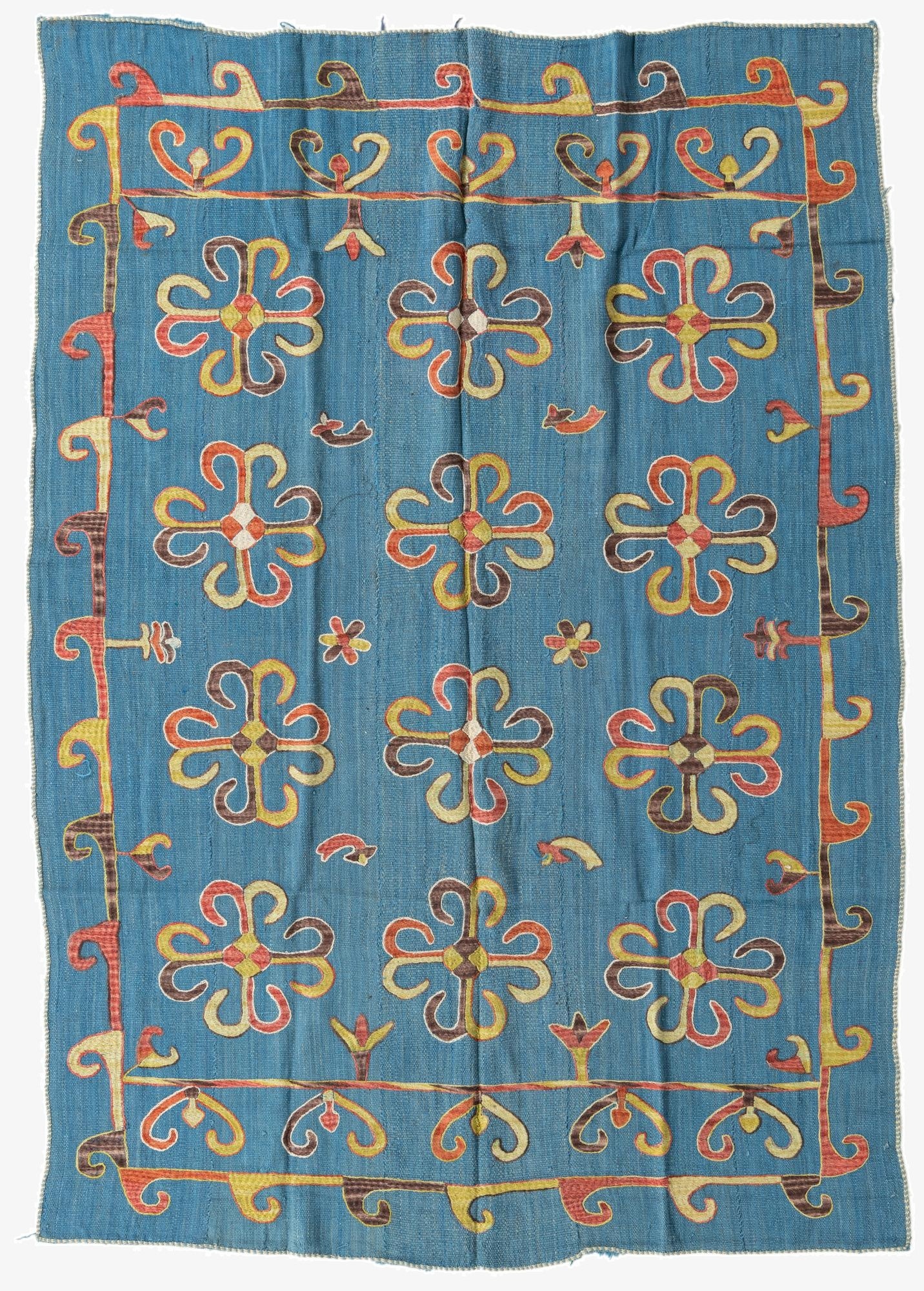  5' 6 x 7' 8  Hand Woven Kilim Suzani Wool Rug