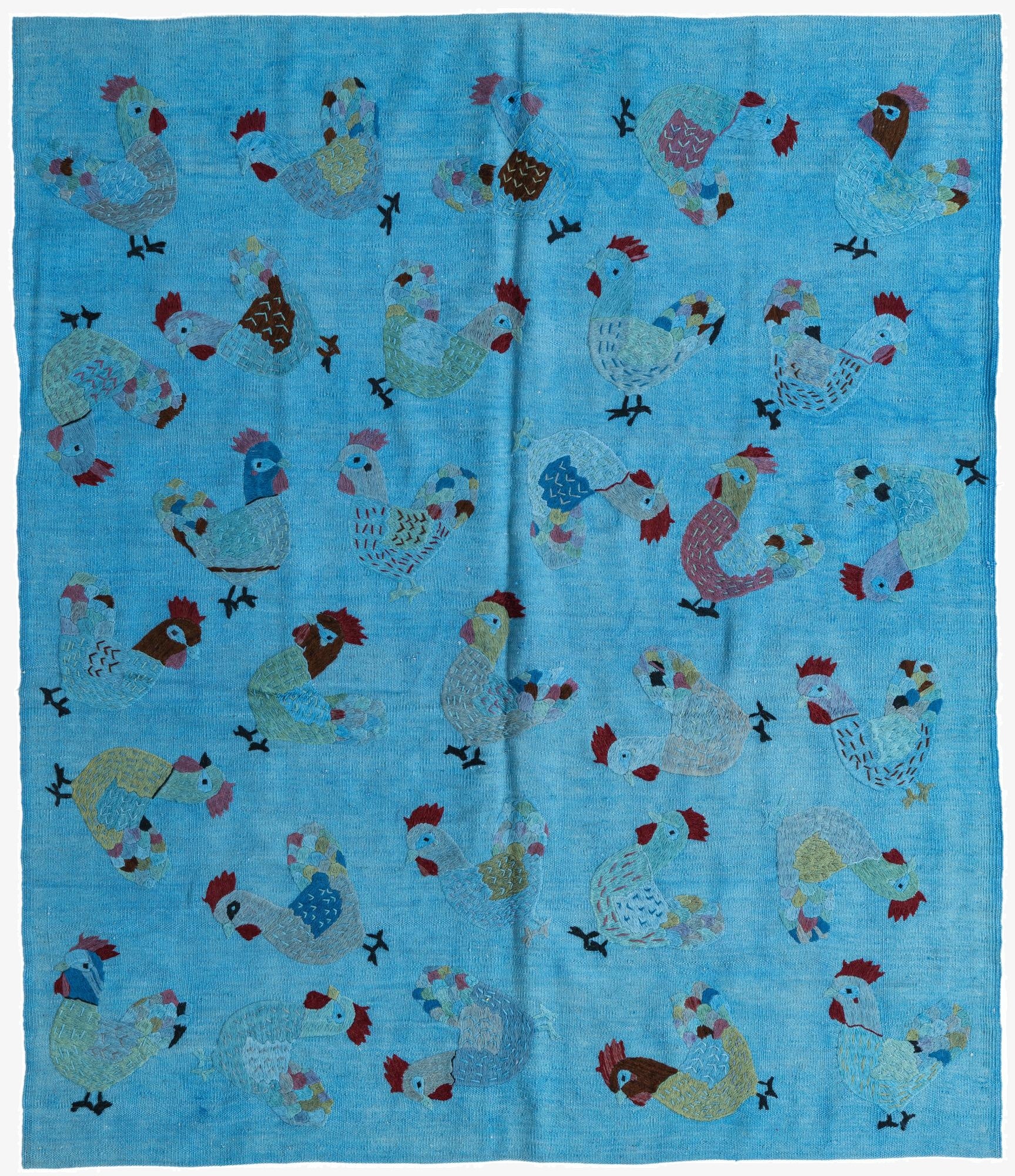  5' 3 x 6' 2  Hand Woven Kilim Suzani Wool Rug